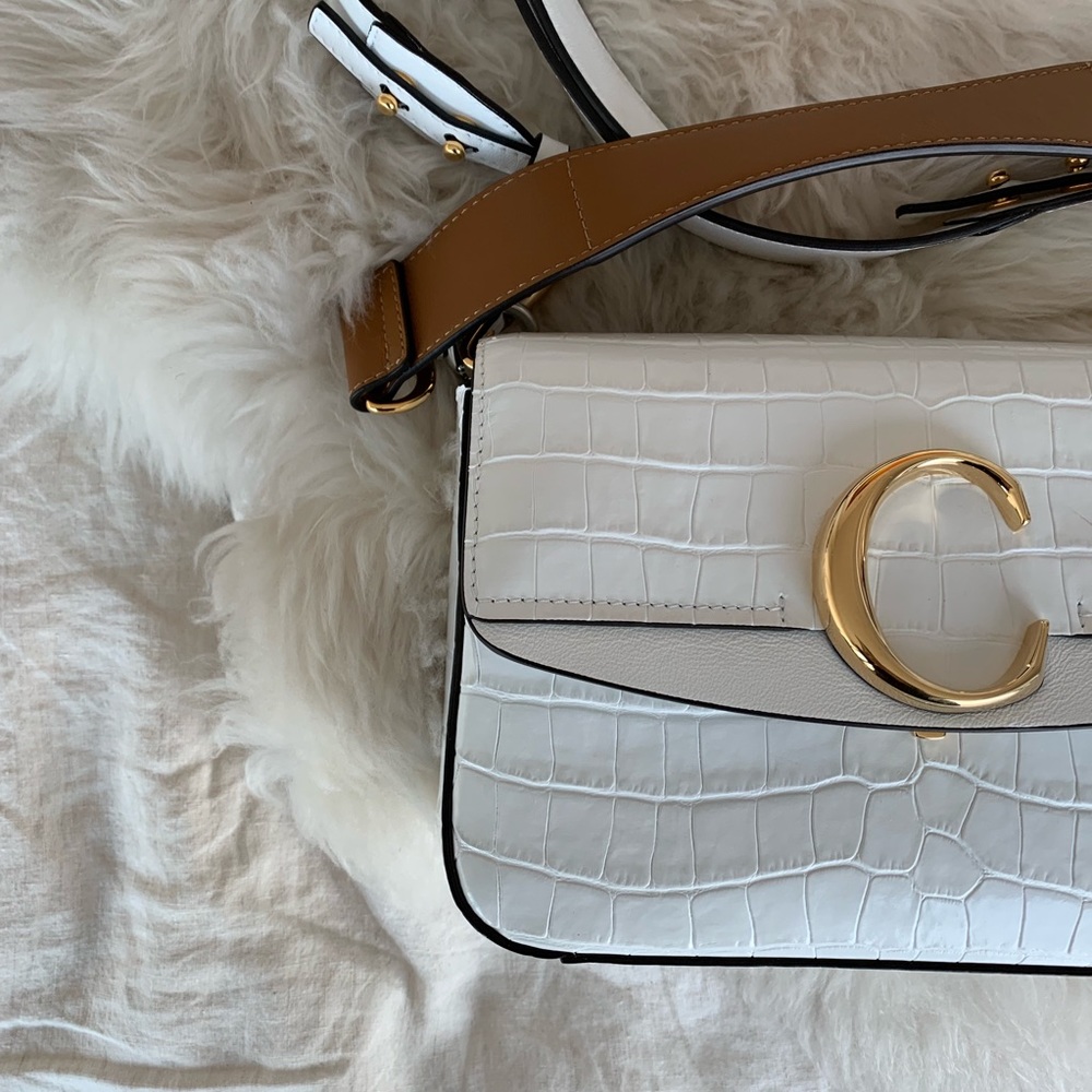 ✨ Chloe ✨ C Croc-Embossed Leather Shoulder Bag - Picture 2 of 8